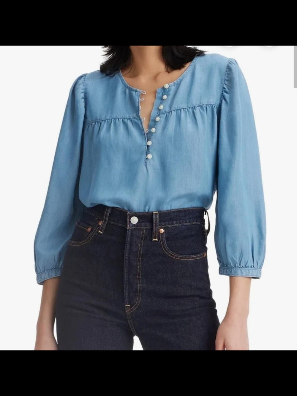 Levi's Chambray Blue Button Halsey Henley Tunic